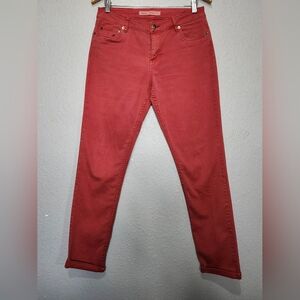 Woolrich Jeans Womens 4 Red Denim Mid Rise Cotton Blend Straight Logo
